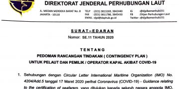 KEMENHUB Terbitkan Pedoman Rancangan Tindakan (CONTINGENCY PLAN) Bagi Pelaut dan Pemilik atau Operator Kapal